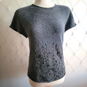 DKNY Beaded Wool Top / Angora / Lambswool / Size Large